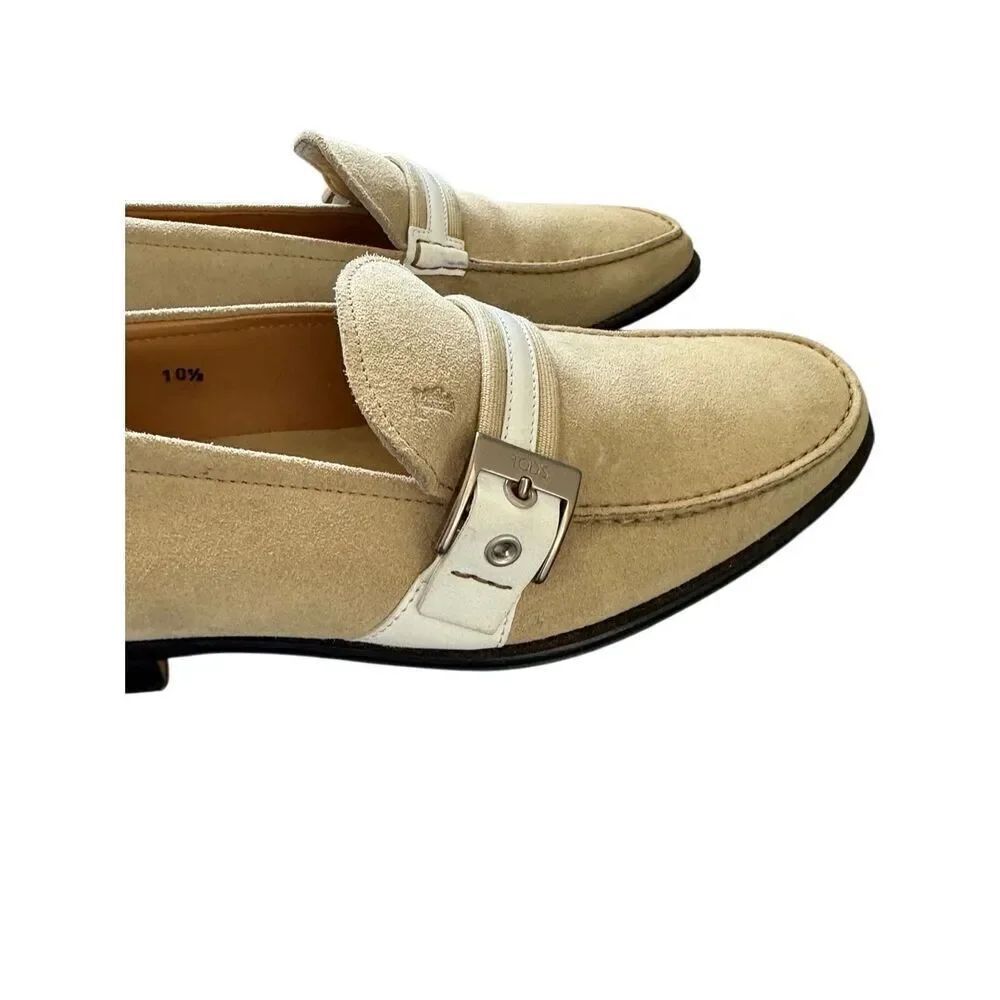 Tod's Womens Beige Suede Slip On Round Toe Casual Loafers Flat Shoes Size 10.5 - Picture 6 of 16